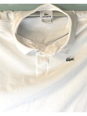 Classic Style Izod Lacoste Mens White Long Sleeve Polo Size XL Cotton Golf Shirt